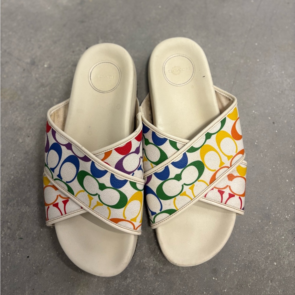 Colorful Logo Slide Sandals Coach - Picture 2 of 4